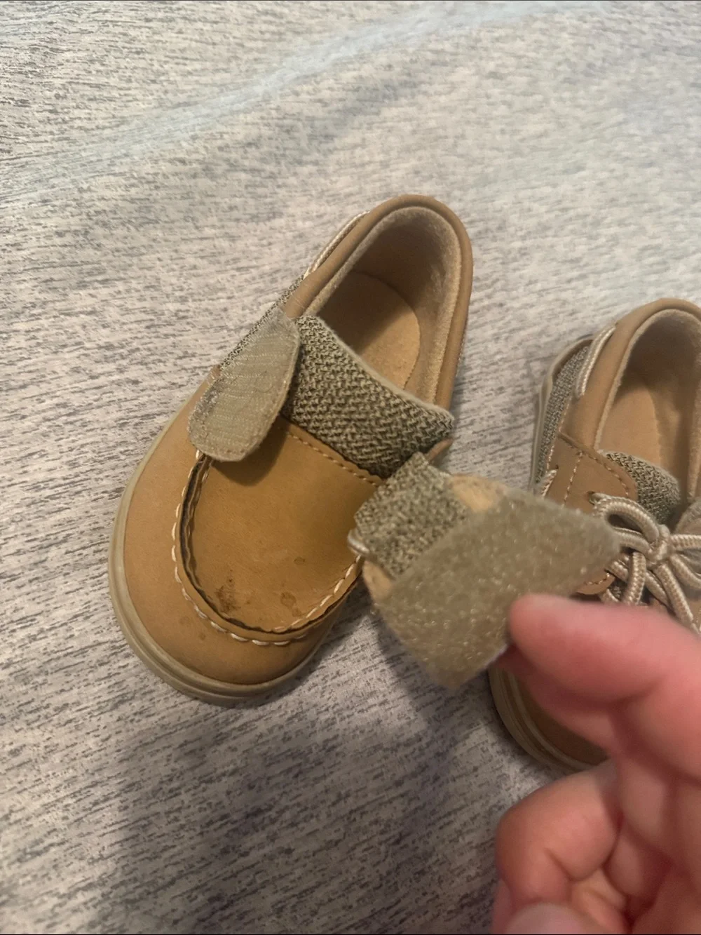 Sperry Tan and Cream Baby Boat Shoes with Laces
